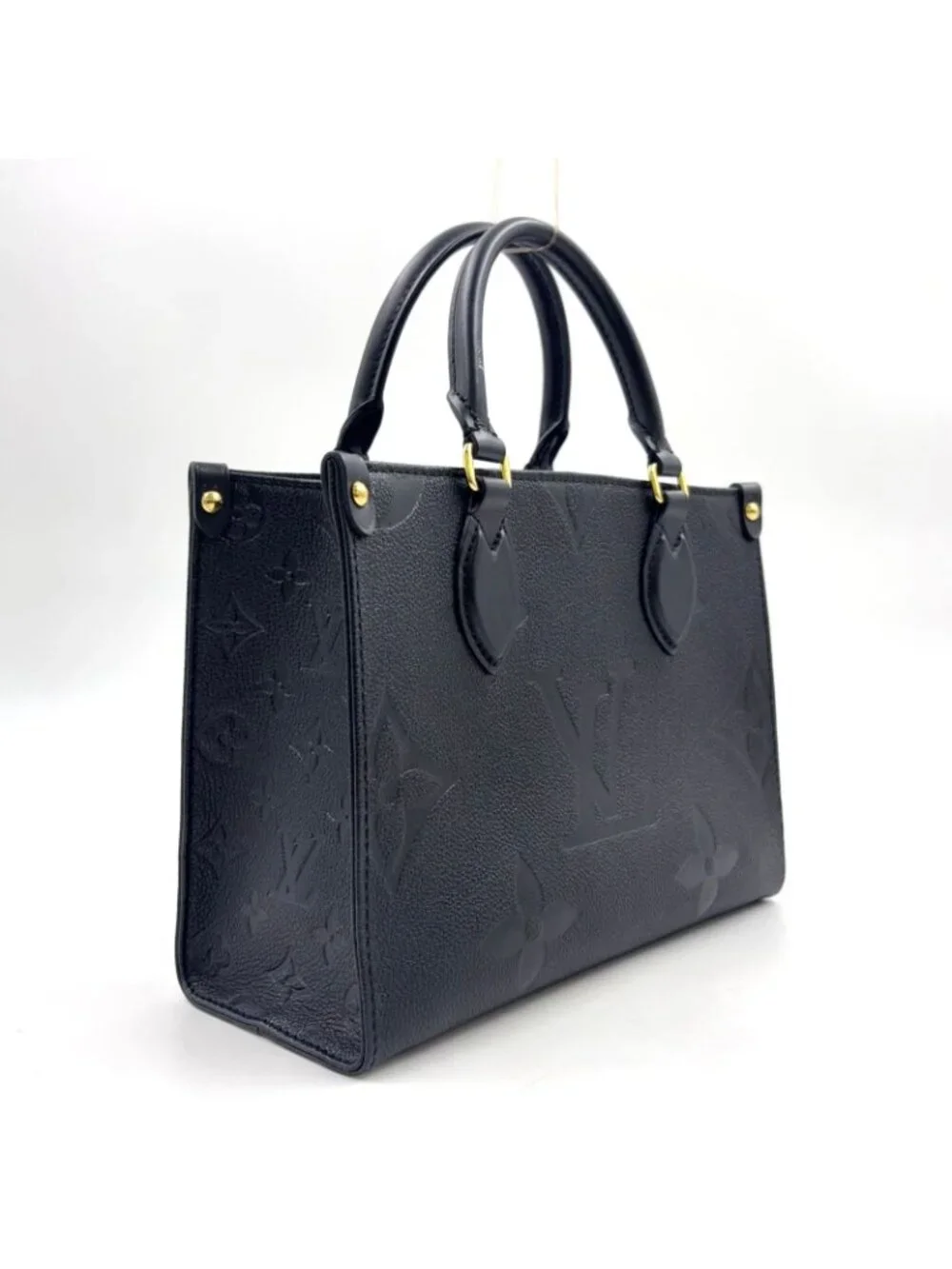 Louis Vuitton On The Go PM Monogram Empreinte Calfskin Black Handbag Gold